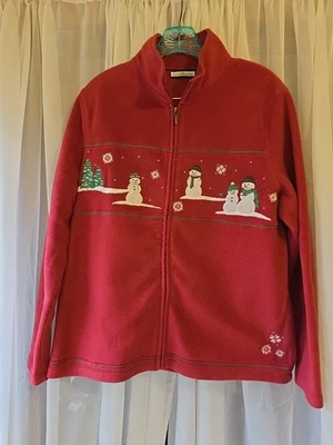 Jaqueta Croft and Barrow Feminina Média de Lã Zíper Bonecos de Neve Férias de Inverno Marrom  - Imagem 1 de 4