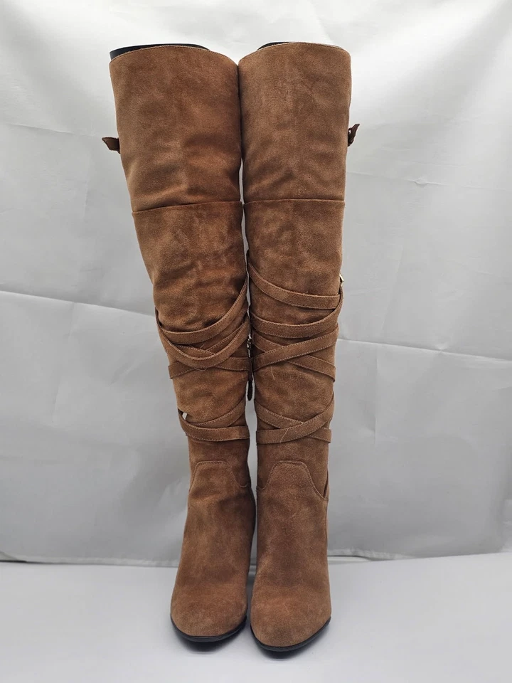 Botas Sam Edelman Sable en gamuza camel para mujer talla 7,5 con cinturón hasta la rodilla festival Foto 1 de 4