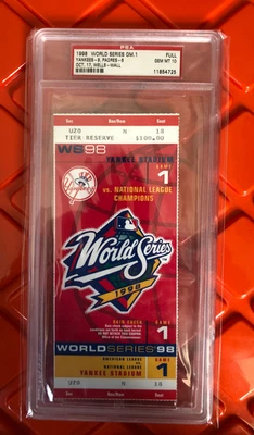 1998 WORLD SERIES Game 1 Full Ticket PSA 10 GEM MINT, Yankees, POP 9!!! - Image 1 of 2