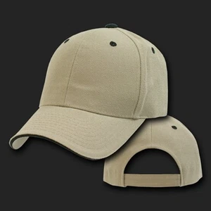 Khaki & Black Sandwich Visor Bill Plain Blank Baseball Ball Cap Hat Caps Hats - Picture 1 of 2