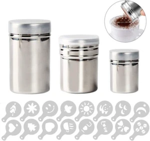 3 Stainless Steel Powder Icing Sugar Cocoa Chocolate Flour Duster Sifter Shaker - Picture 1 of 7