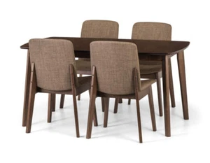 Walnut Effect Extending Dining Table + 4 Chairs L150-194 x D90 x H75cm KESTRAL - Picture 1 of 7