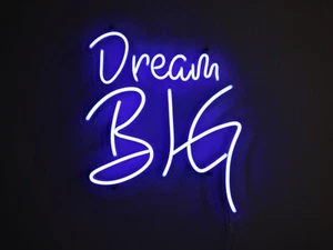 Dream Big Neon Sign Blue "DREAM BIG" Neon Light**US Seller** - Picture 1 of 9