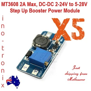 MT3608 2A Max DC-DC 2-24V to 5-28V Step Up Booster Power Module - 5pcs. - Picture 1 of 5