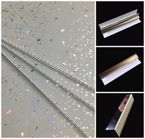 Grey Sparkle Wall Panels & Bathroom Trims Shower Wet Wall Cladding PVC Ceiling - Picture 1 of 30