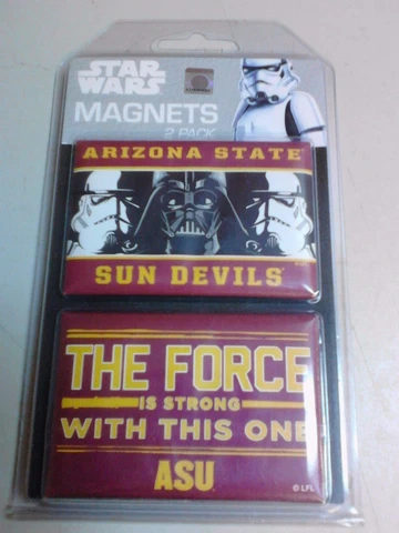 NCAA ARIZONA STATE SUNDEVILS /STAR WARS 2 PACK MAGNETS 3 1/2" X 2" NEW NIP NICE! Cover