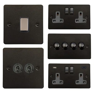 Interruptores de luz plano plano de grafito FG3 G&H, enchufes, atenuadores, cocina, fusible - Imagen 1 de 44