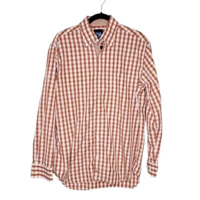TailorByrd Orange gingham Button Down Long Sleeve Men’s Casual Shirt Size L - Image 1 of 4