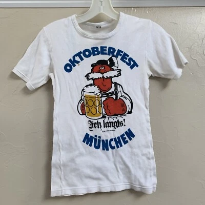 Camisa De Colección Oktoberfest Cerveza Novedad Para Mujer’s 5 Blanco Munchen Oktoberfest Años 90 Foto 1 de 4