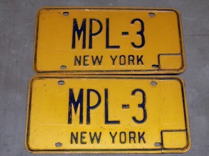 1973 - 1986 New York Pair of Vanity License Plates MPL-3 ~FastFreeShip~ - Picture 1 of 4