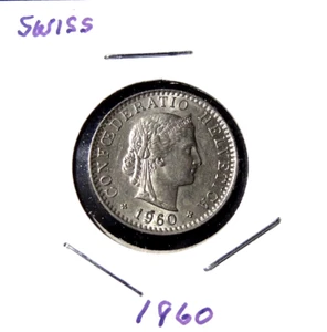 1960 Switzerland 20 Rappen Swiss World Coin - Picture 1 of 3