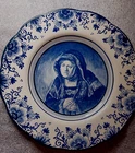 Delfter Wandteller naar Rembrandt Nonne Holland Handwerk Blau weiss Ø 20cm
