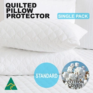 Aus Made Luxury Pillow Protector-Zipped Quilted Cotton Cover-Anti-Allergy - Picture 1 of 1