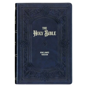 KJV Giant Print Bible (Full-Size)-Mignight Blue Art Nourvea Faux Leather Indexed - Picture 1 of 1