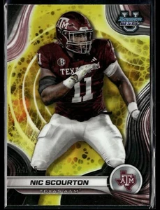 2024 Bowman’s Best University #59 Nic Scourton Yellow Refractor /75 Texas A&M - Picture 1 of 2