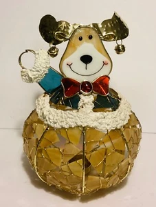 Caprichosa Estatuilla de Perro de Navidad Metal Resina Adorno Decoración - Imagen 1 de 2