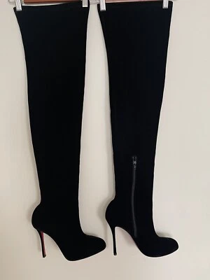 Christian Louboutin Women's Sz 42 US 12 Classe 100 Velvet OTK Stretch High Boots - Image 1 of 4