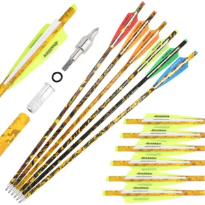 12 pernos de ballesta flechas de carbono 16-22 pulgadas camufladas paletas tiro con arco caza tiro - Imagen 1 de 21