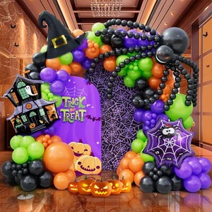 175pcs Halloween Balloon Garland Arch kit with Black Orange Green Purple Ball... - Picture 1 of 7