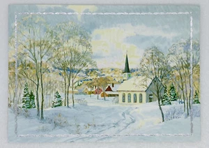 Merry Christmas Card Snowy Town Church Art “Reflect On The Grace And Beauty” P3 - Picture 1 of 4