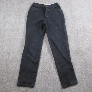 Vtg Moda Intl Jeans Women's 4 Black Pants Wide Baggy Dark USA Denim Straight - Picture 1 of 13