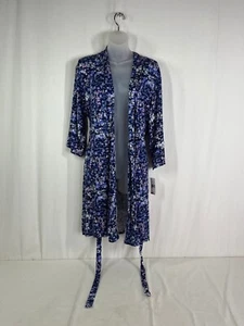 NWT Natori Women's Dark Blue Floral Josie Robe - Size S - Picture 1 of 5