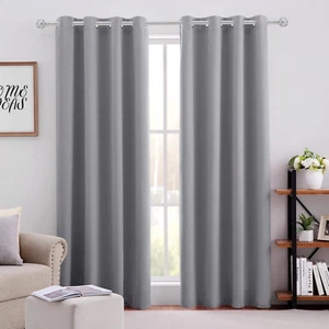 Blackout Curtains for Bedroom 52 X 84 Inch Long 2 Panels Set Light Grey/Gray Roo - Picture 1 of 7
