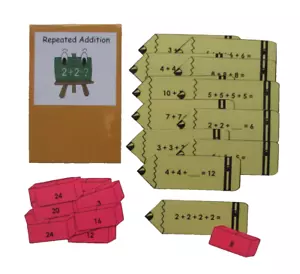 Teacher Made Math Center Educational Resource Game Repeated Addition - Picture 1 of 2