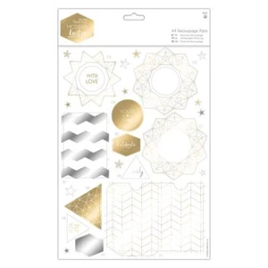Papermania A4 Decoupage 8 x A4 Pack Geometric Modern Lustre Gold & Silver Foiled - Picture 1 of 1