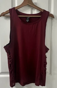 Victoria’s Secret Sport Athletic Tank Top Burgundy Red Mesh Siding Size S Gym - Picture 1 of 4