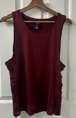 Camiseta sin mangas deportiva deportiva Victoria’s Secret roja borgoña malla revestimiento talla S gimnasio Foto 1 de 4