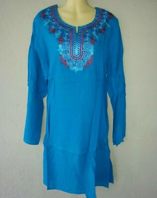 Robe de Plage D'Été Chemisier Longue Chemise Tunique Petite Boho Haut à Manches - Photo 1/2