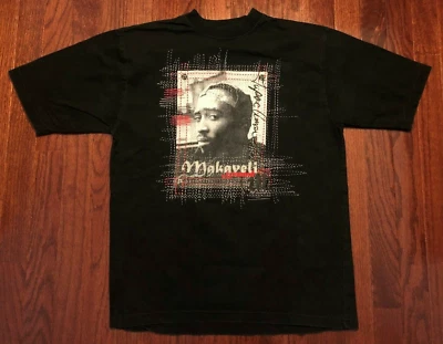 KIDS TUPAC SHAKUR MAKAVELI BRANDED T SHIRT YOUTH XL (20) BLACK WHITE HIP HOP RAP - Image 1 of 4