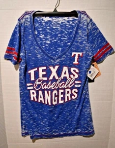 Camisa SM en apuros de fábrica azul cuello en V de los Texas Rangers nueva con etiquetas - Imagen 1 de 6
