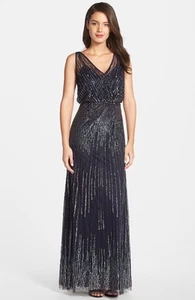 NUEVO SIN ETIQUETAS Vestido Surpell Adrianna Papell con Cuentas Azul Azul Talla 14 - Imagen 1 de 3