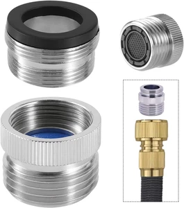 Brass Chrome Faucet Adapter with Aerator for Garden Hose Connection - Picture 1 of 7