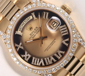 Rolex Day-Date 36mm 18238 President Diamond Bezel Lugs Champagne Diamond Roman - Picture 1 of 8