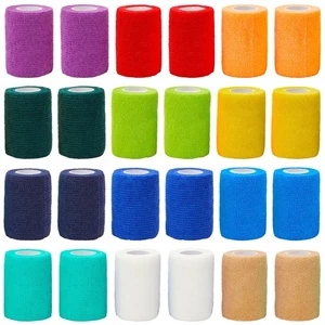 24 rollos envoltura de vendaje autoadhesiva de 3 pulgadas x 5 yardas, cinta cohesiva, 12 colores - Imagen 1 de 10