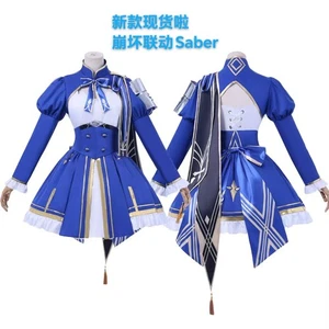 Honkai Star Rail Schicksal Zusammenarbeit Säbel Cosplay Kostüm blau weiß Outfits Perücke - Bild 1 von 15