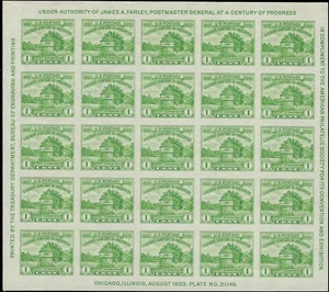 c1933 Scott 730 Philatelic Society Souvenir Sheet MNH, NG as Issued - Picture 1 of 2