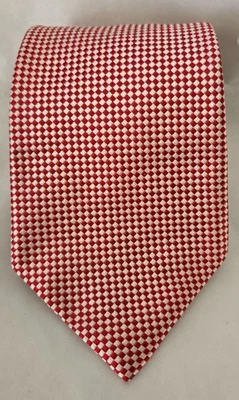 Corbata Paul Fredrick 100 % seda italiana roja y blanca a cuadros clásica colorida Foto 1 de 3