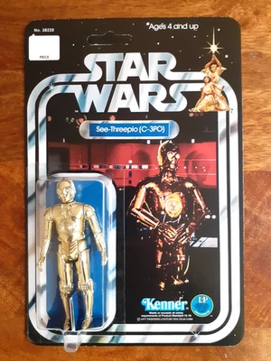 Vintage Star Wars Figure C-3PO (See-Threepio) Recard 12 Back 1977 kenner - Image 1 of 4