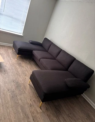 Sofá seccional Sofamania EXP205-VV de tela de terciopelo en forma de U con doble extra ancho Foto 1 de 2