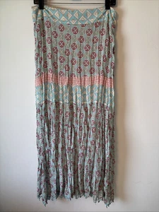 Apostroph Stufen Maxi Rock 12 Blumen Boho Hippie Bauer lang Fee Landhaus - Bild 1 von 8