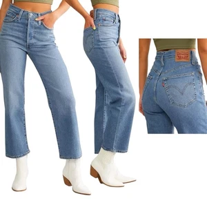 Pantalones de mezclilla Levi's Ribcage tobillo recto elástico botón mosca carril central talla 27 x27 - Imagen 1 de 12