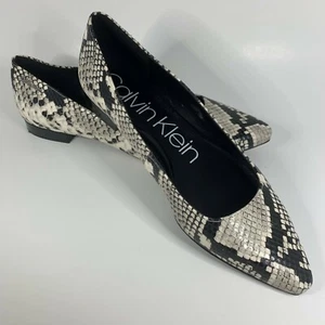 Calvin Klein Black & White Snakeskin Women's Flats Size 8 1/2 Designer Shoes - Picture 1 of 5