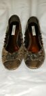 Vera Wang Womens Flats Sz. 7.5M Color Clove Taupe Open Toe Chain Accent Snakeskn