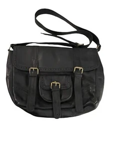Hobo International black pebbled leather messenger bag purse Soft flap - Picture 1 of 6