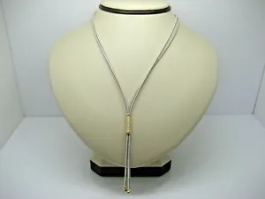 14K 2/TONE CABLE WIRE LARIET NECKLACE ~ADJUSTABLE - Picture 1 of 9