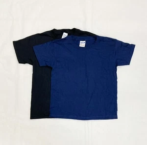 Gildan Heavy Cotton Short Sleeve T-Shirt Youth S M L XL Navy Black Tee - Picture 1 of 1